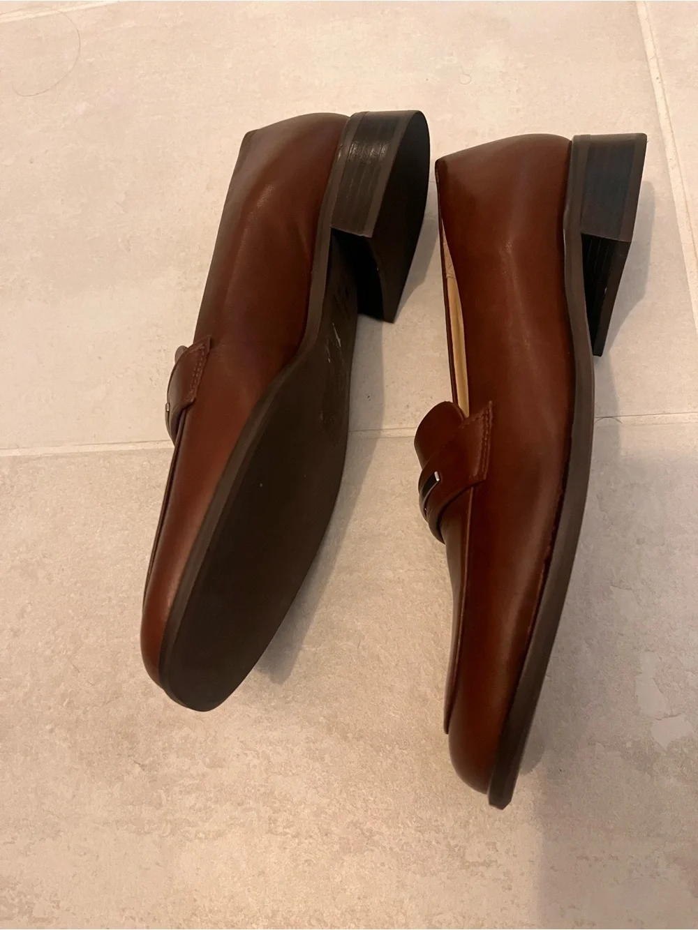 Etienne Aigner Brown Leather Penny Loafers with Silver Accent 8